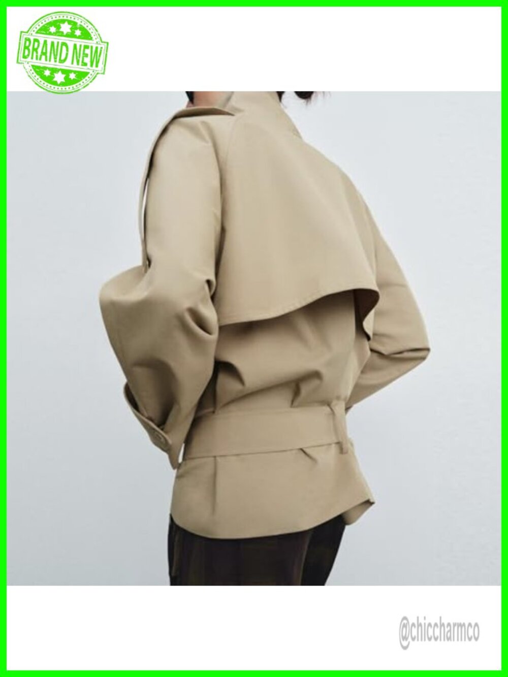 Jackets & Coats | Cropped Trench Coat For Women Funnel Neck Double ...